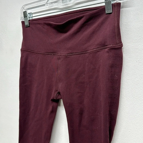 Lululemon Reveal Crop Cropped Leggings Side Stripes 15” Dark Adobe Red Size 8 - Picture 3 of 10